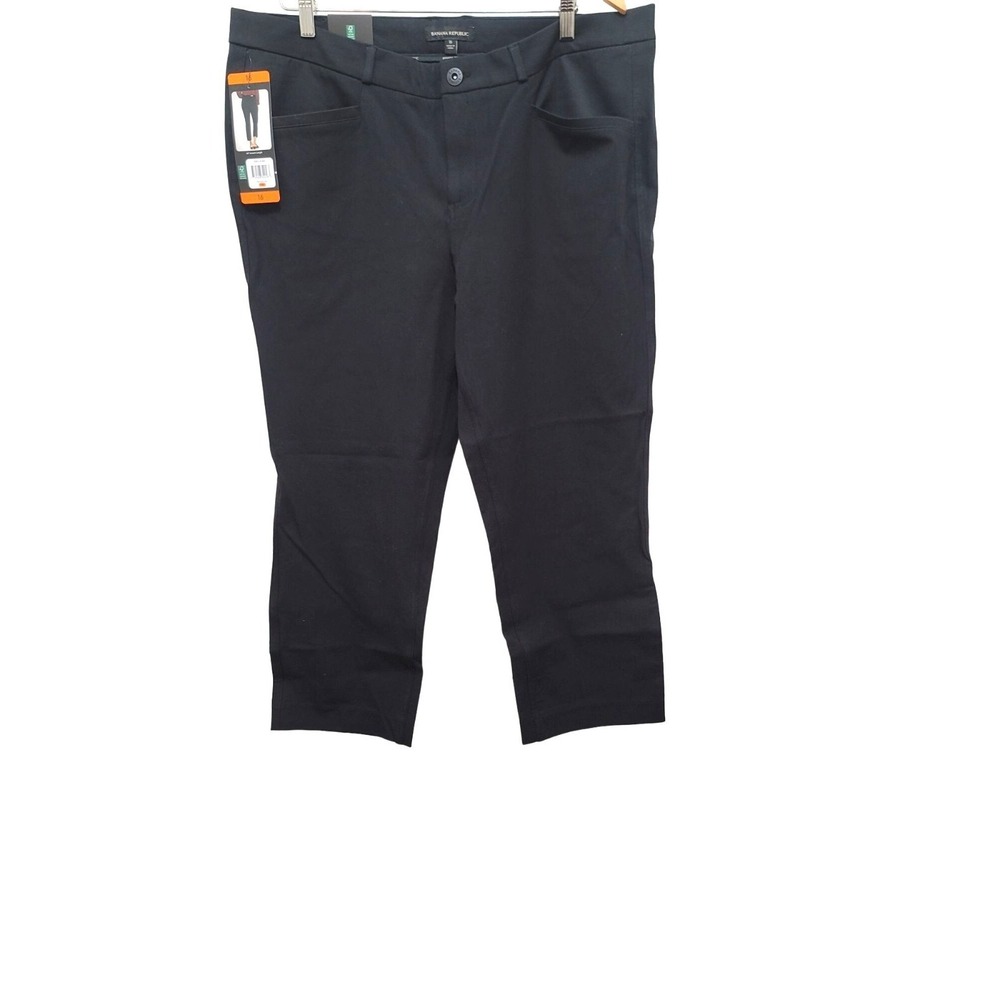 NEW Banana Republic Slim Straight Cropped Pant Womens 16 Black Trousers 1673692